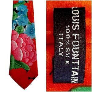 LOUIS FOUNTTAIN | Italy 100% Silk Floral Men's Necktie Vintage